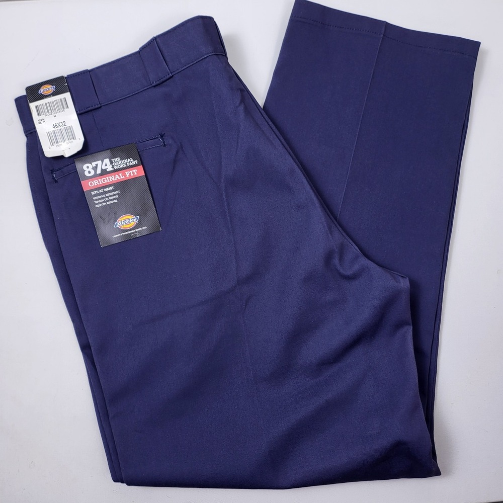 Dickies Men's 874 Pants Original Fit Work School Uniform Straight Leg Navy 46X32